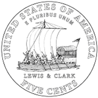 In late 2004, the 2004-dated Jefferson nickel will feature the keelboat with full sail that transported members of the expedition and their supplies through the rivers of the Louisiana Territory in search of a northwest passage to the Pacific Ocean. It shows captain Lewis and Clark in full uniform in the bow of the keelboat. 