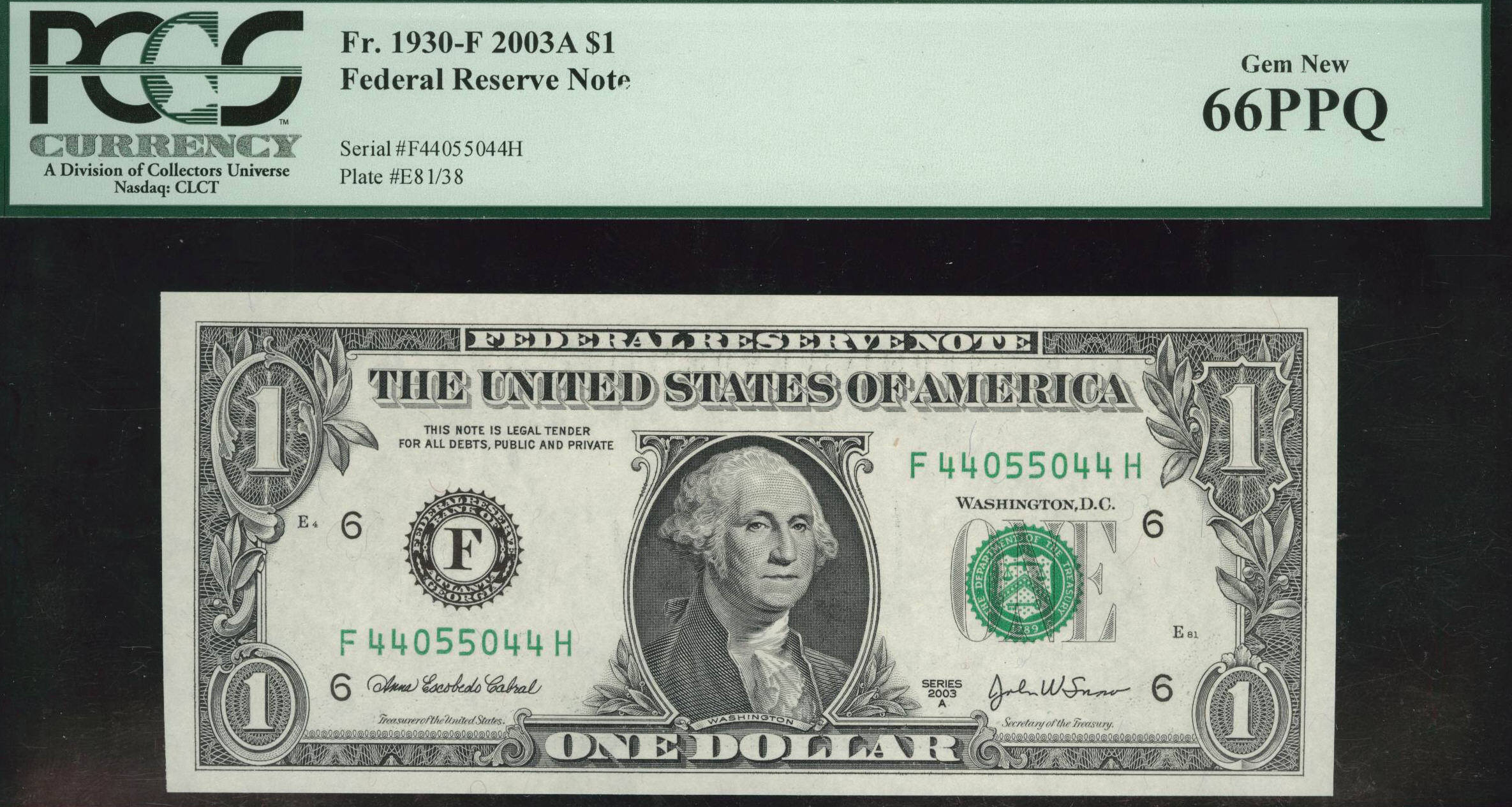 Fr 1933-L 2006 One Dollar Star Note 1 San Francisco PCGS 67 PPQ Superb GEM New 